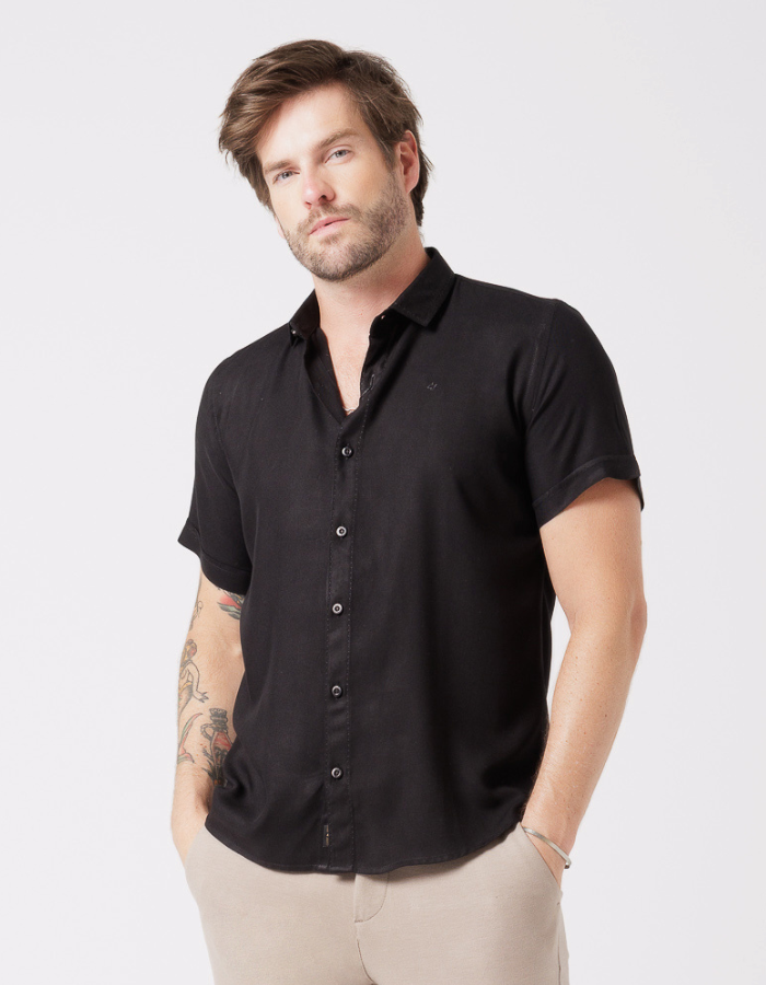 CAMISA MANGA CURTA LISA OXFORD