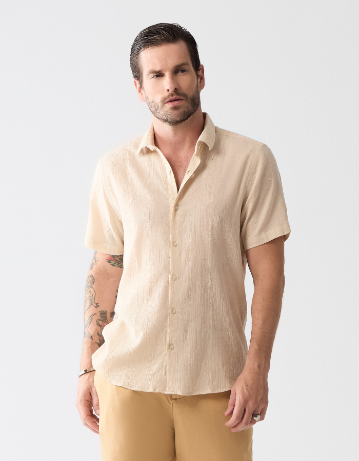 CAMISA MANGA CURTA BORDADO GAZE