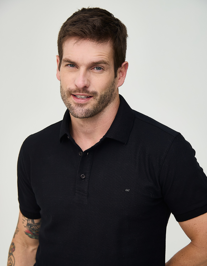 POLO MANGA CURTA TEXTURIZADA TAPE