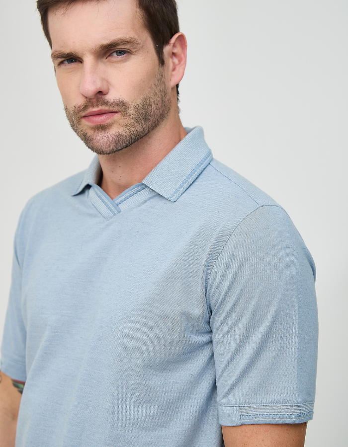 POLO MANGA CURTA GOLA V PIQUET