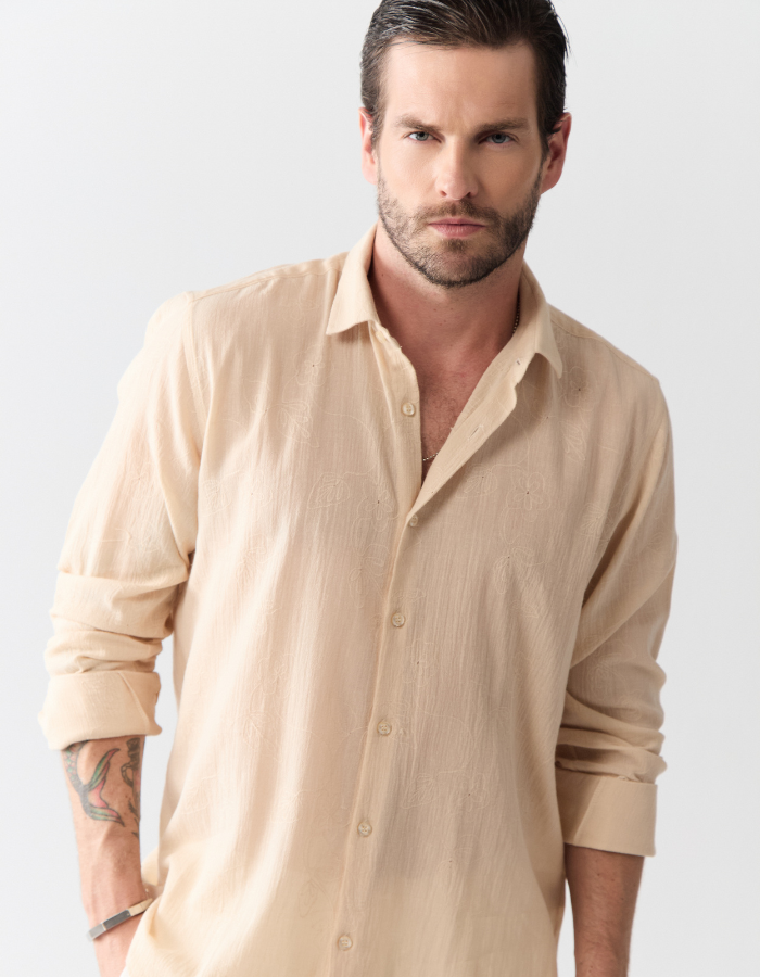 CAMISA MANGA LONGA BORDADO GAZE