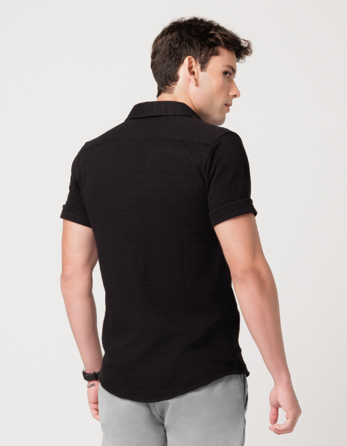 CAMISA MANGA CURTA DE MALHA TEXTURIZADA