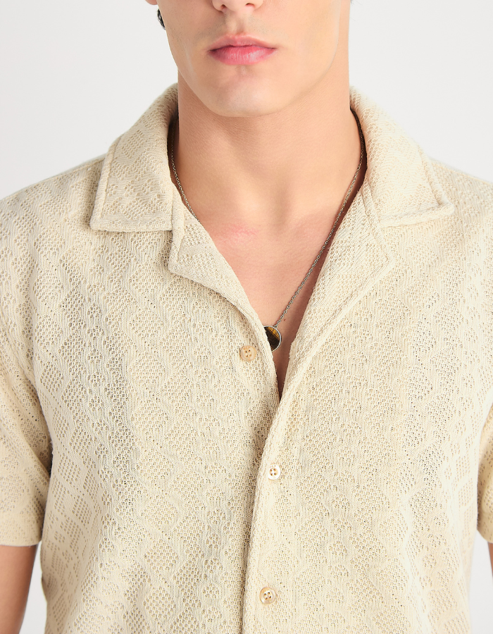 CAMISA MANGA CURTA TRICO JACQUARD