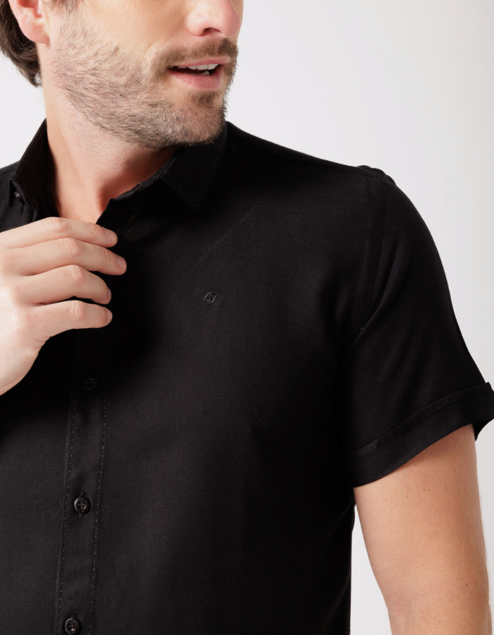 CAMISA MANGA CURTA LISA OXFORD