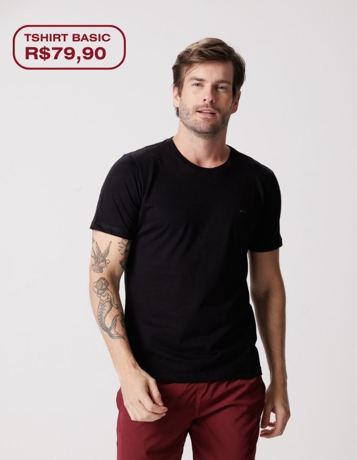 T-SHIRT BASIC COM SILK PEITO