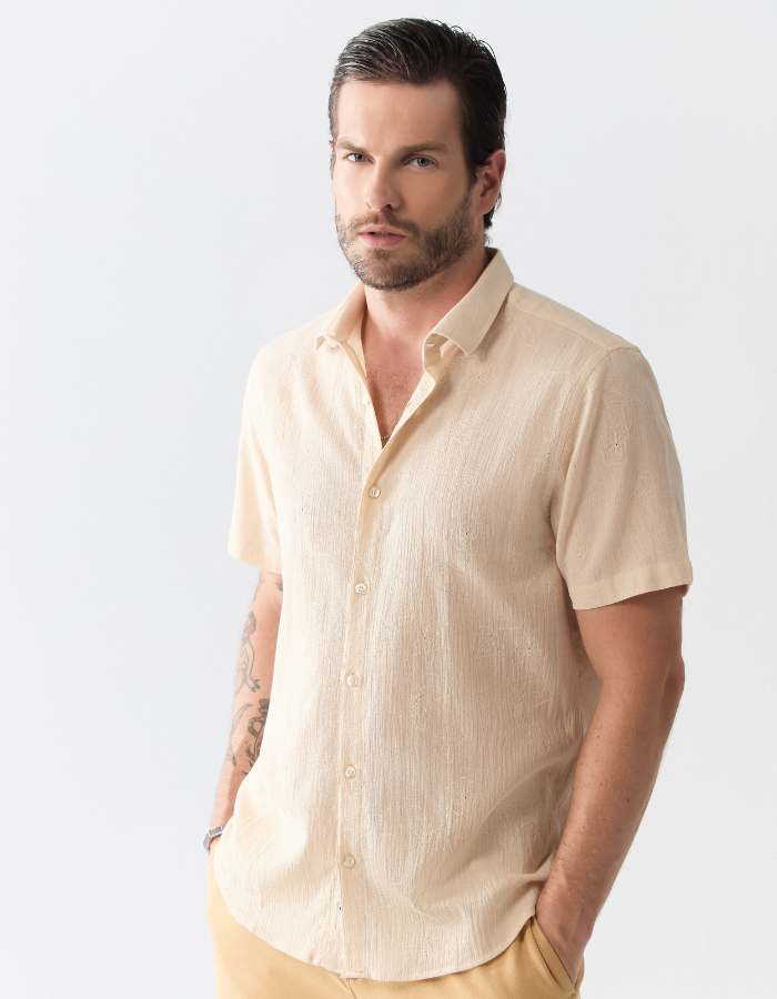 CAMISA MANGA CURTA BORDADO GAZE