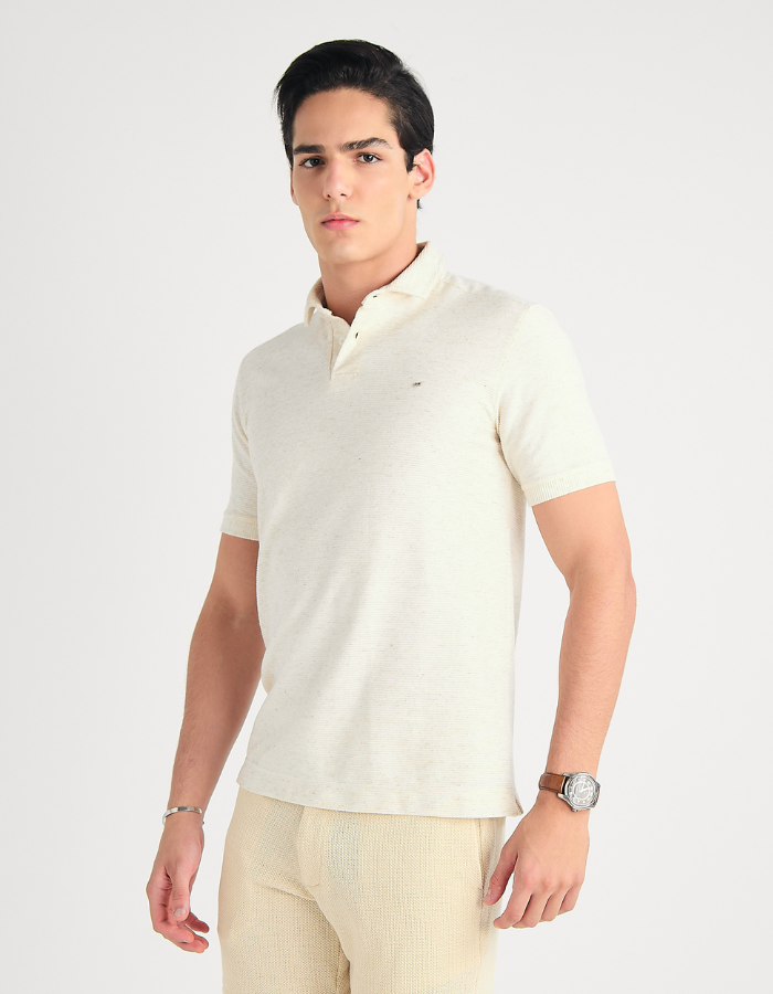 POLO MANGA CURTA TEXTURIZADA BONE