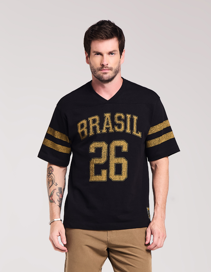 CAMISETA MANGA CURTA BOXY ESTAMPADA COPA 26