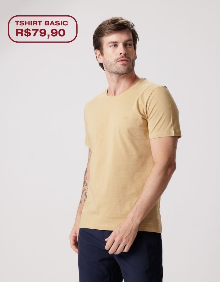 T-SHIRT BASIC COM SILK PEITO