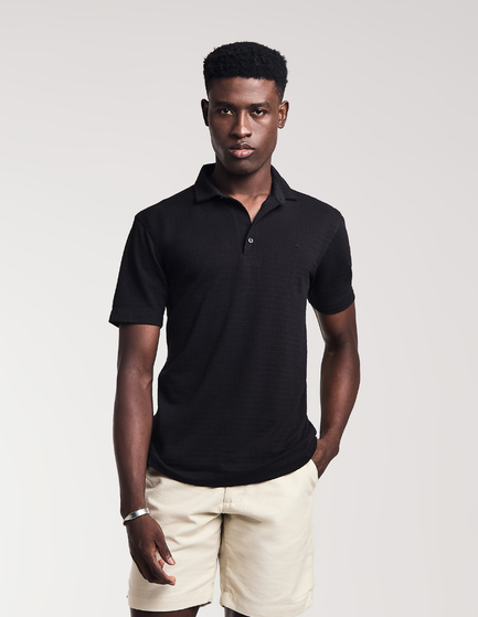 POLO MANGA CURTA TEXTURIZADA