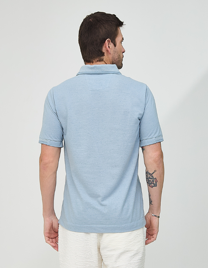 POLO MANGA CURTA GOLA V PIQUET