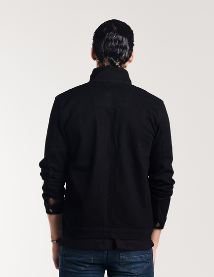 JAQUETA JEANS GOLA ALTA BLACK
