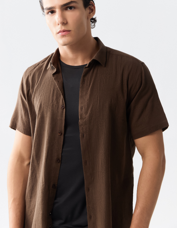 CAMISA MANGA CURTA BORDADO GAZE