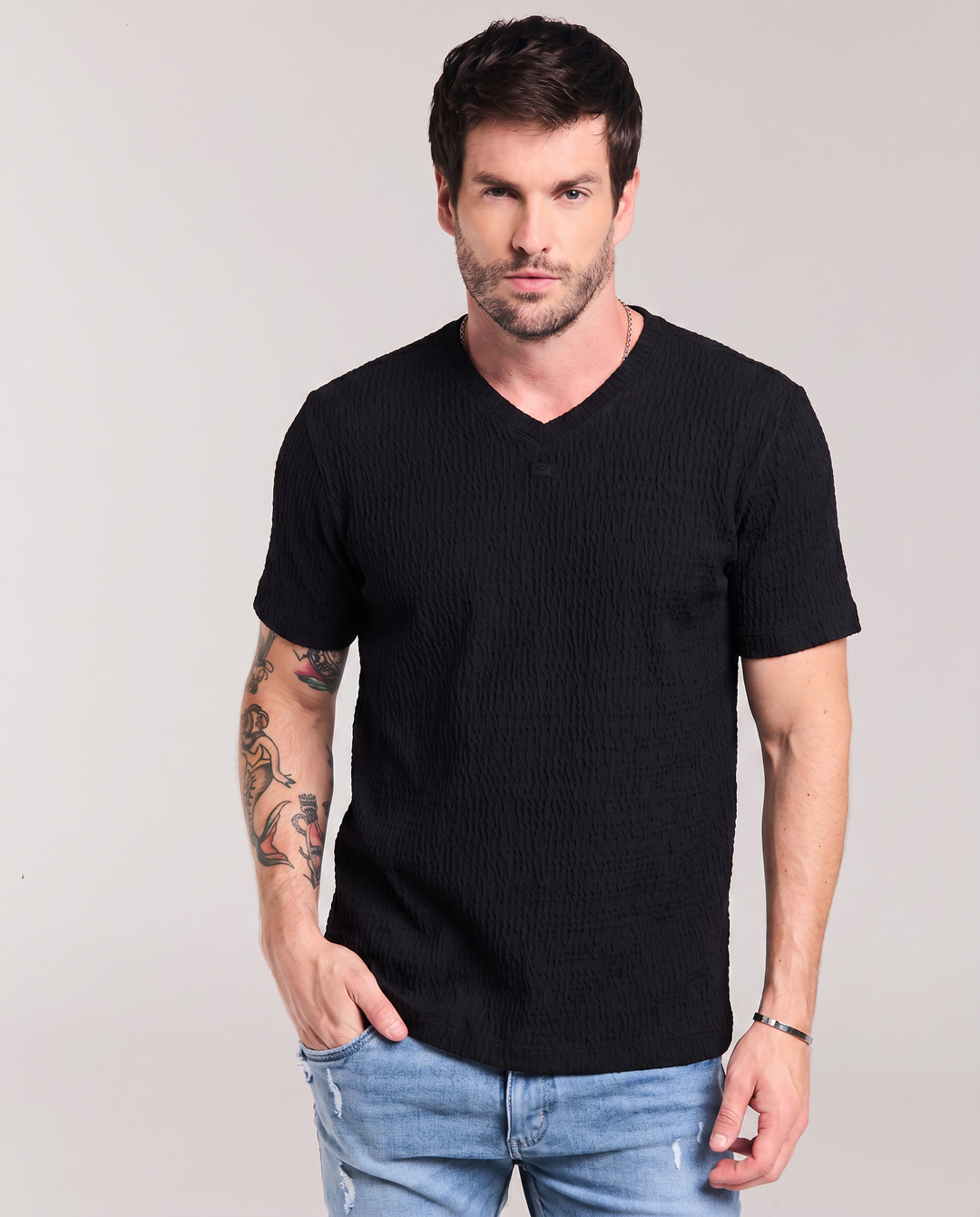 CAMISETA MANGA CURTA TEXTURIZADA AZURE
