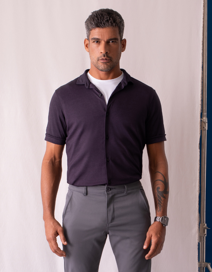 CAMISA MANGA CURTA DE MALHA OLIMPO GOLD
