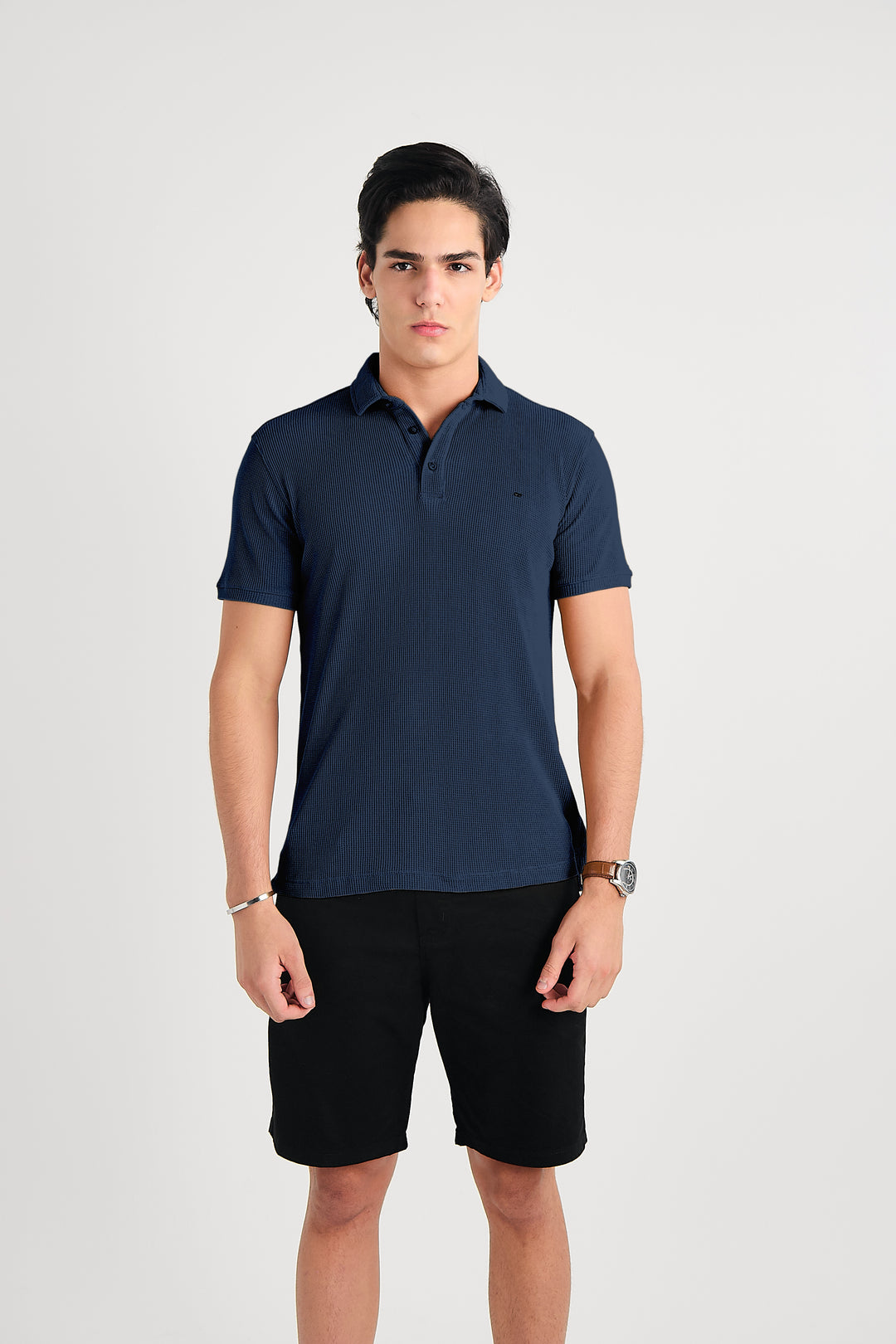 POLO MANGA CURTA TEXTURIZADA