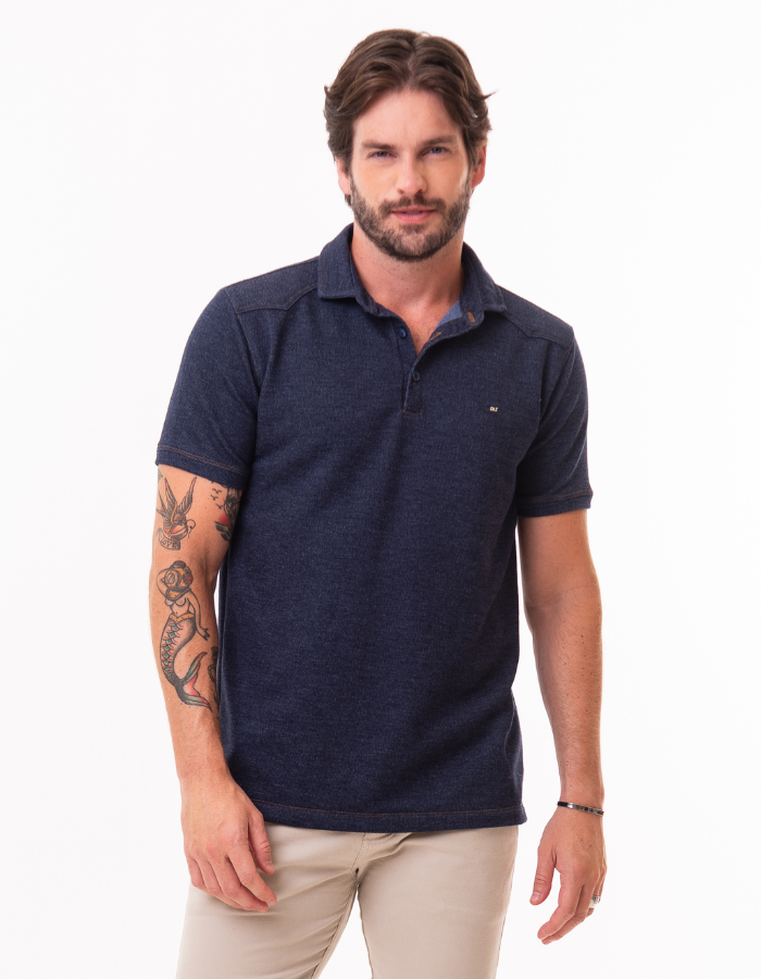 POLO DIFERENCIADA ÍNDIGO DENIM