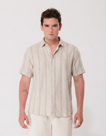 CAMISA MANGA CURTA LINHO PESPONTO