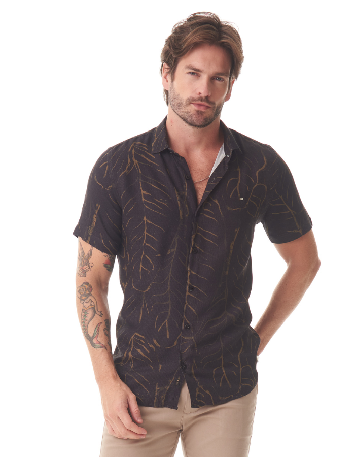 CAMISA DIF M/C TWILL FOLHAS