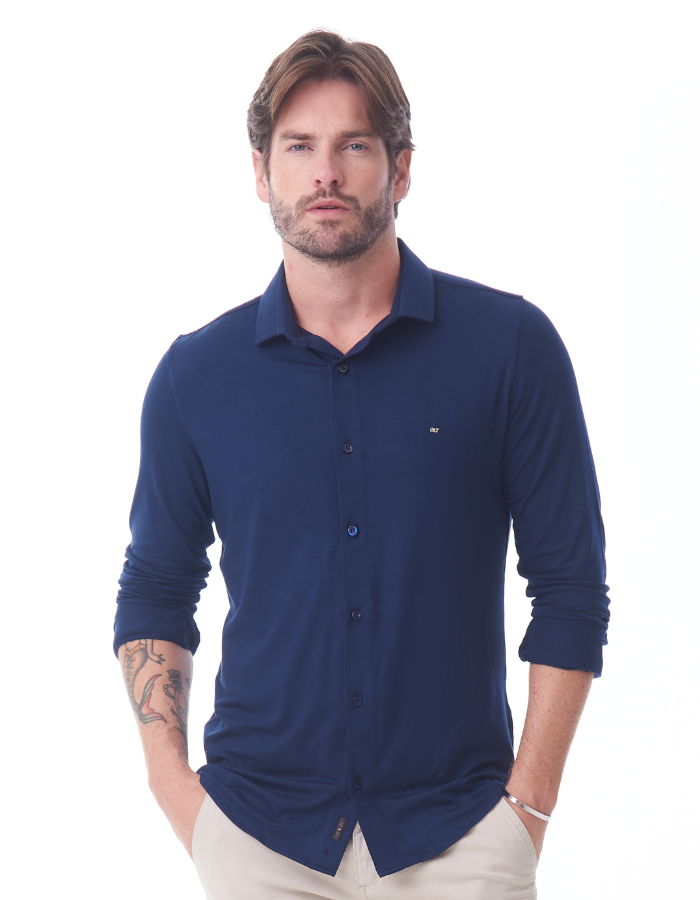 CAMISA M/L CLASSICA MALHA VISCOSLIM