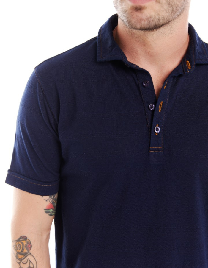 POLO DIFERENCIADA MALHA INDIGO DENIM