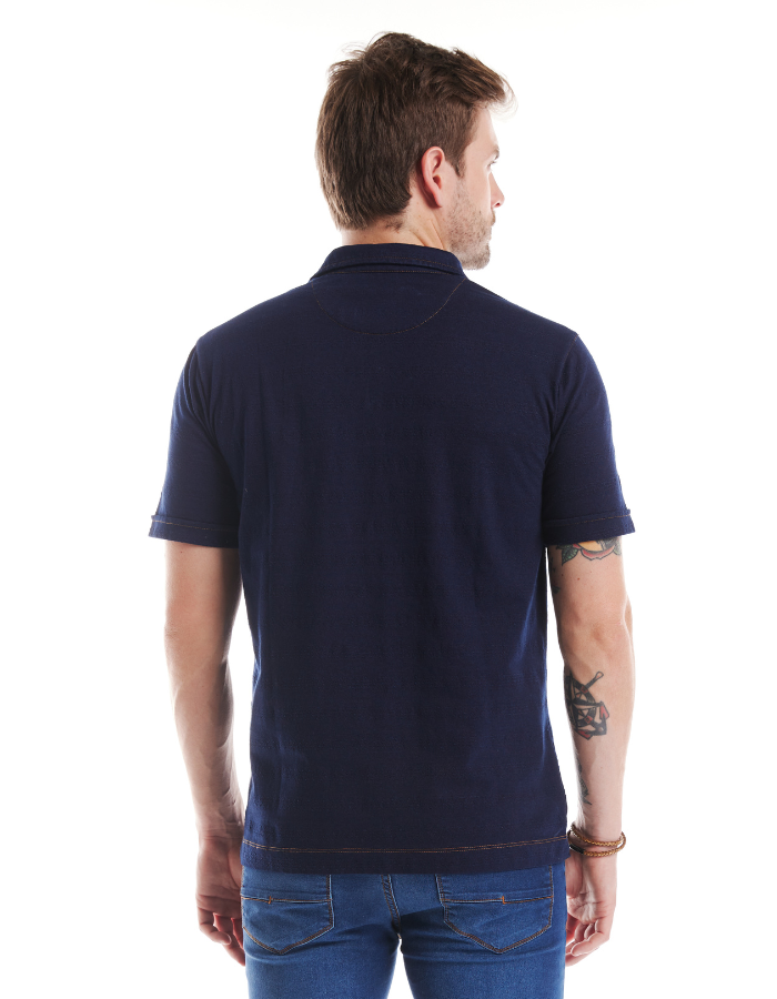 POLO DIFERENCIADA MALHA INDIGO DENIM