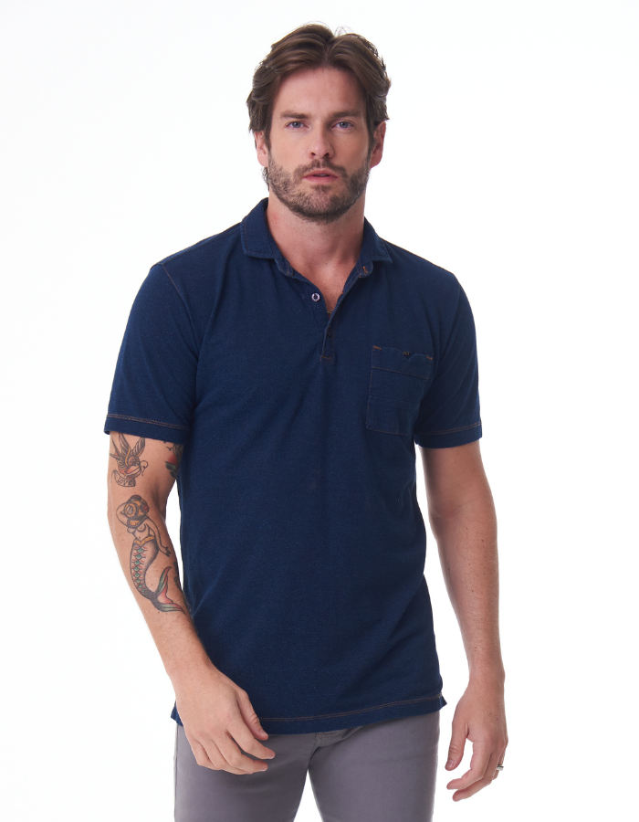 POLO DIFERENCIADA PIQUET DENIM